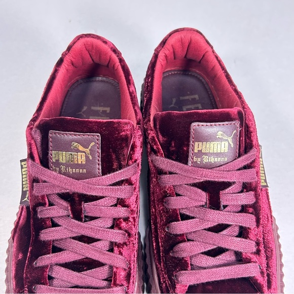 Puma x FENTY by Rihanna Creeper Velvet Platform Red & Gold Shoes; Women’s Sz 7.5 - Picture 13 of 16